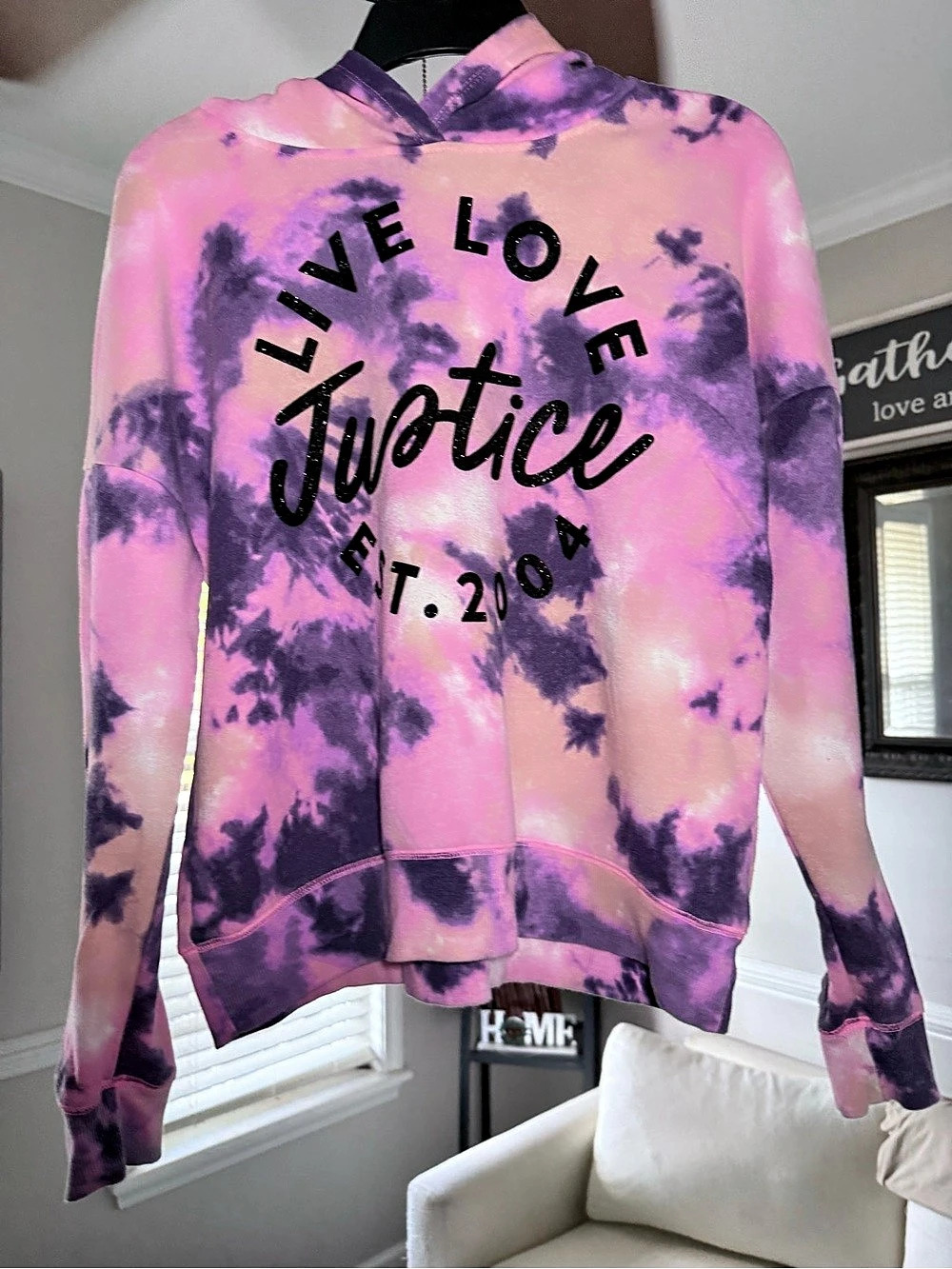 Juice Live Love Twice EST. 2010 hoodie Tie-Dye Hoodie in Pink & Purple Size XS